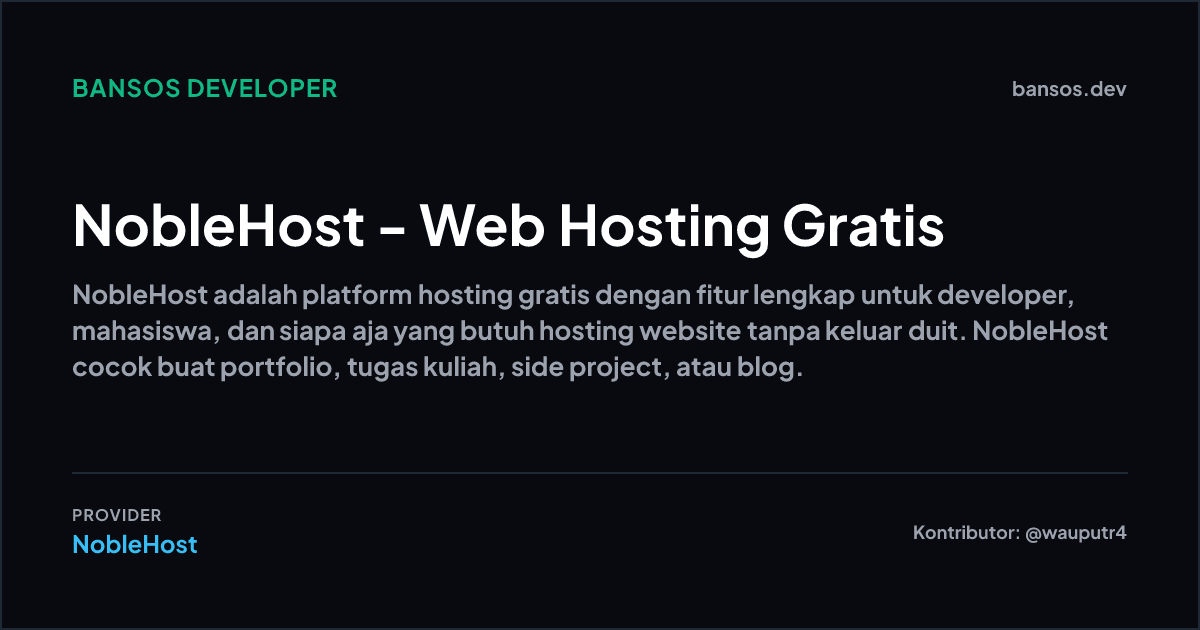 NobleHost: Hosting Gratis untuk Website Pertama Kamu
